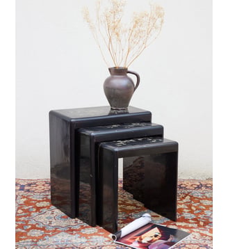 Table gigogne style japonisant Barbara N°180- Produit chiné - Debongout - Noir