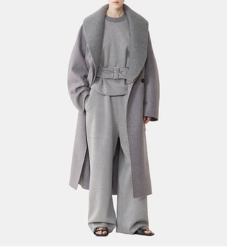 Manteau En Laine Cachemire Double Face - Lanvin - Gris chine