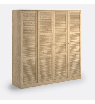 Armoire 4 portes, Mayor - So'Home - Bois clair brut