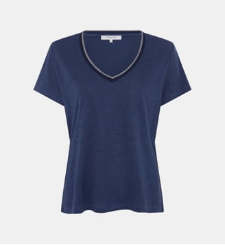 T-shirt V en lin à lurex - MIRANA - Gerard Darel - Indigo