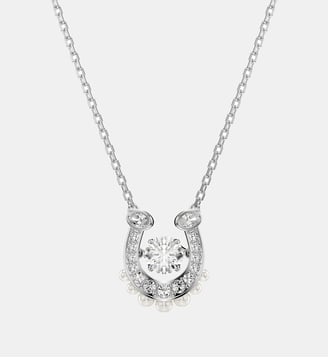 Pendentif Symbolica, Crystal Pearl, Pavé, Fer à cheval, Métal rhodié - Swarovski - White et rrhodium plated