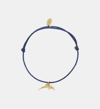 Bracelet corde bleue dauphin doré - Les Néréides - Bleu