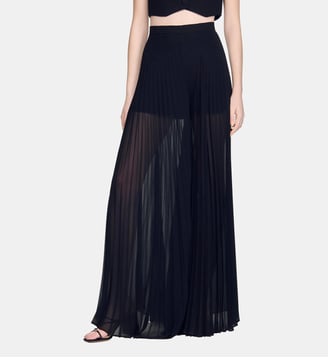 Pantalon large plissé - Sandro - Noir