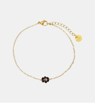 Bracelet  Mini Maya avec fleurs à pierres fines - Les Cléias - Agate noire