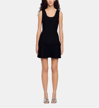 Robe courte en maille à volant - Sandro - Noir