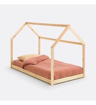 Lit cabane en pin massif avec sommier - La Redoute Interieurs - Naturel