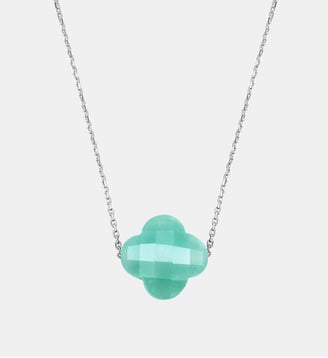 Collier, amazonite, or blanc - Morganne Bello - Or blanc