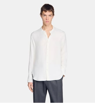 Chemise fluide à col mao - Sandro - Blanc