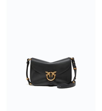 Petit sac bandoulière love satchel en cuir - Pinko - Noir or antique