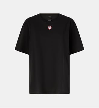 T-shirt avec broderie coeur - Pinko - Limousine noire