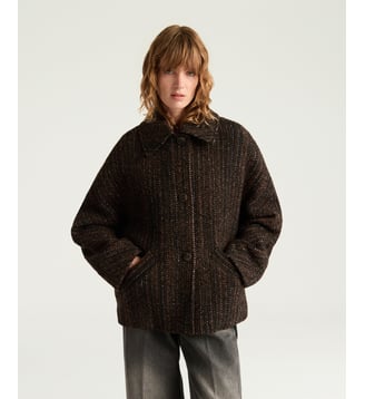 Manteau lord en maxi chevron de laine bouclé - Momonì - Noir