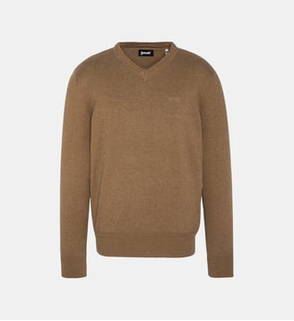 Pull col en V - Schott - Beige marron