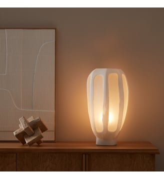 Lampe hexagonale verre givré et opaque - AM.PM - Blanc