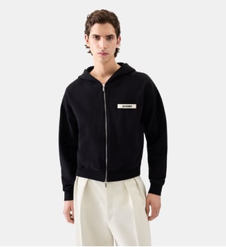Le Hoodie Zip Gros Grain - Jacquemus - Black