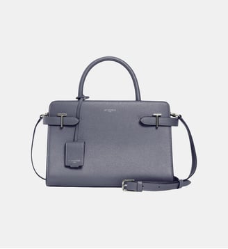 Sac à main moyen modèle Emilie en cuir grainé - Le Tanneur - Bleu acier