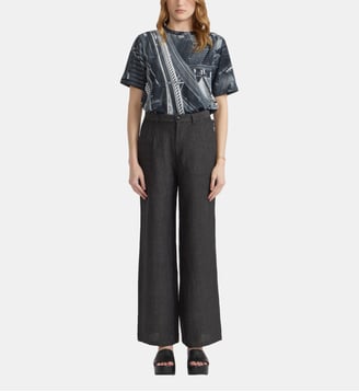 pantalon Vesper en lin gris anthracite - Agnès b. - Chiné gris foncé