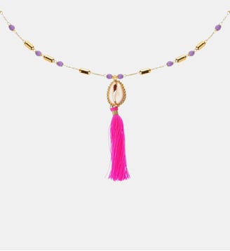 Collier avec perles et pendentif avec pompon TAMARA - Hipanema - Violet