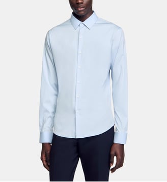 Chemise droite en coton mélangé - Sandro - Ciel