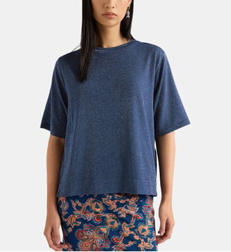 T-Shirt iora en jersey lurex uni - Momonì - Bleu