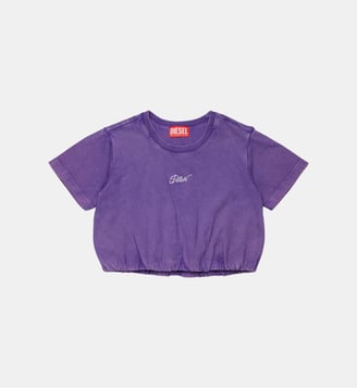 T-shirt courte avec logo brodé - Diesel Kids - Violette