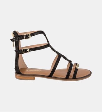 Sandales plates en cuir à bride  HASTRID - Les Tropeziennes par M. Belarbi - Noir