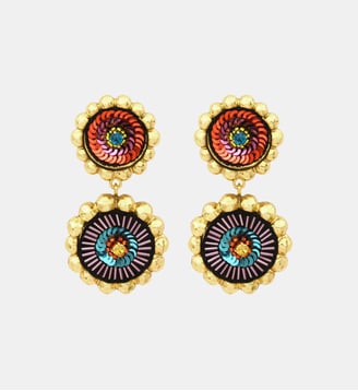 Boucles d'oreilles clip Angèle pendantes rondes  - Angele - Satellite - Orange et violet