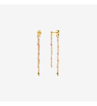Boucles d'oreilles dorées double améthyste - ROXANE - Caroline Najman - Multicolore
