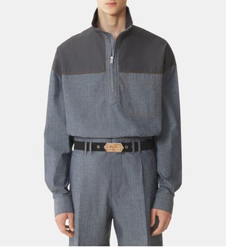 Haut Col Zippé En Chambray - Lanvin - Bleu