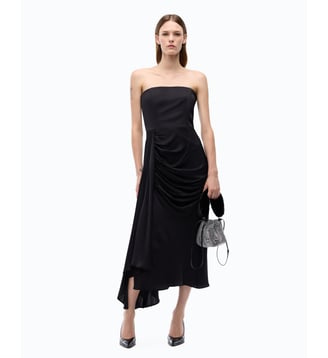 Robe midi sans manches en satin - Pinko - Limousine noire