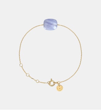 Bracelet, agate bleue dentelle, or jaune - Morganne Bello - Or jaune