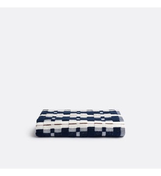 Drap de bain éponge jacquard - La Redoute Interieurs - Bleu et écru