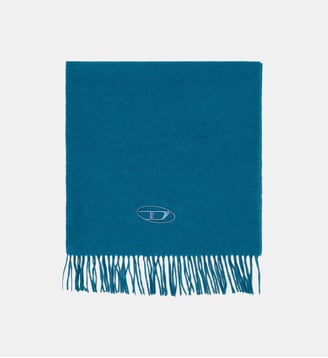Écharpe en mélange de laine à bords frangés - Diesel - Bleu