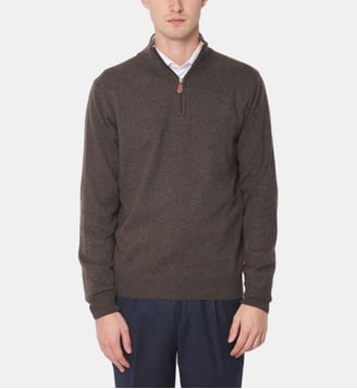 Pull zippé 100% cachemire Mushroom - Atelier Privé - Taupe