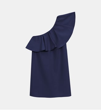 Robe courte trapèze  uni RIMEL - La Petite Etoile - Marine