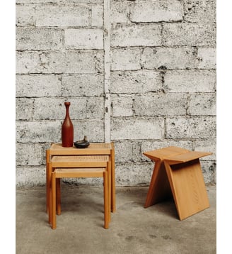 Tabouret en bois massif Axel N°369- Produit chiné - Debongout - Bois