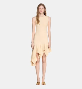 Robe en maille asymétrique - Sandro - Vanille