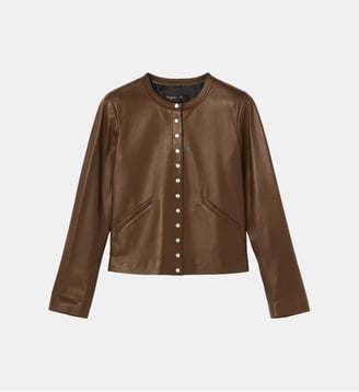 cardigan pression en cuir - Agnès b. - Marron tabac