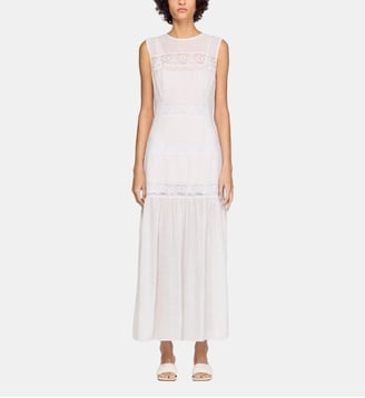 Robe longue créponnée - Sandro - Blanc