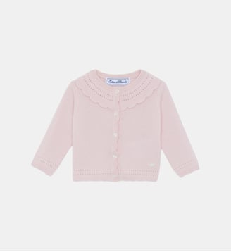 Cardigan - Rosée cachemire col rond festonné - Tartine Et Chocolat - Rose pâle