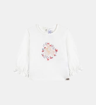 T-shirt -  moyen coton imprimé lapin - Tartine Et Chocolat - Gris clair