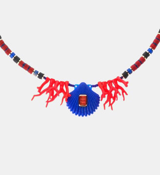Collier en perles avec pendentif central DORIE - Hipanema - Bleu indigo