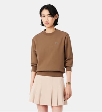 Sweatshirt relaxed fit col rond molleton - Lacoste - Marron