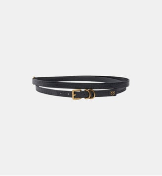 Ceinture avec plaquette à logo love birds 2 cm - Pinko - Noir or antique