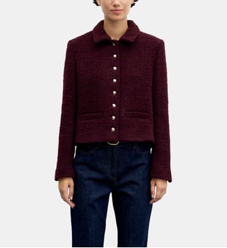 Veste en tweed à boutons dorés - JULIE - Gerard Darel - Lie de vin