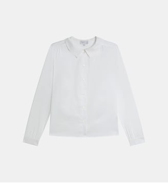chemise en coton col italien - Agnès b. - Blanc