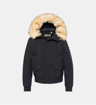 Blouson à capuche avec fausse fourrure amovible enfant - Schott - Bleu marine