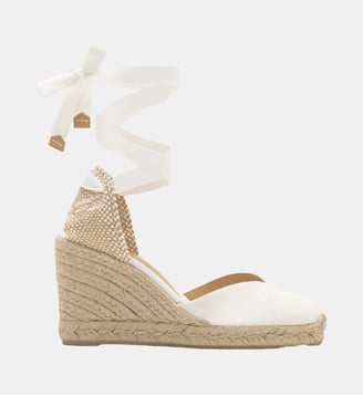Espadrilles compensées en jute tressée à découpe en V CHIARA - Castaner - Blanc