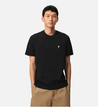 T-shirt Ami De Coeur en Coton - AMI Paris - Noir et blanc crème