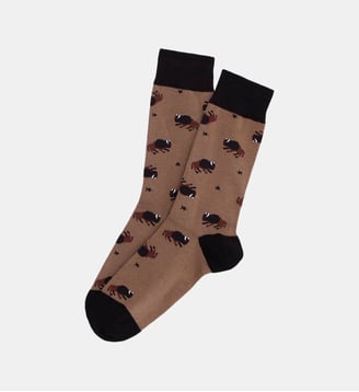 Chaussettes en coton - En Plaine Nuit Caramel - Arthur - Caramel