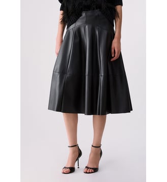 Jupe midi en tissu enduit - Liu Jo - Noir